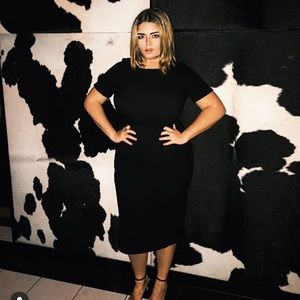 Black Bodycon Waffle Midi Dress